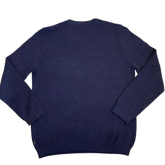 Ted Baker Sz 4 / Large Rossi Textured Knitted Crewneck Sweater Heathered Navy - Picture 11 of 16